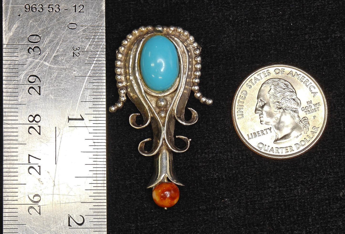 Silver Turquoise Dripping Bloom Brooch