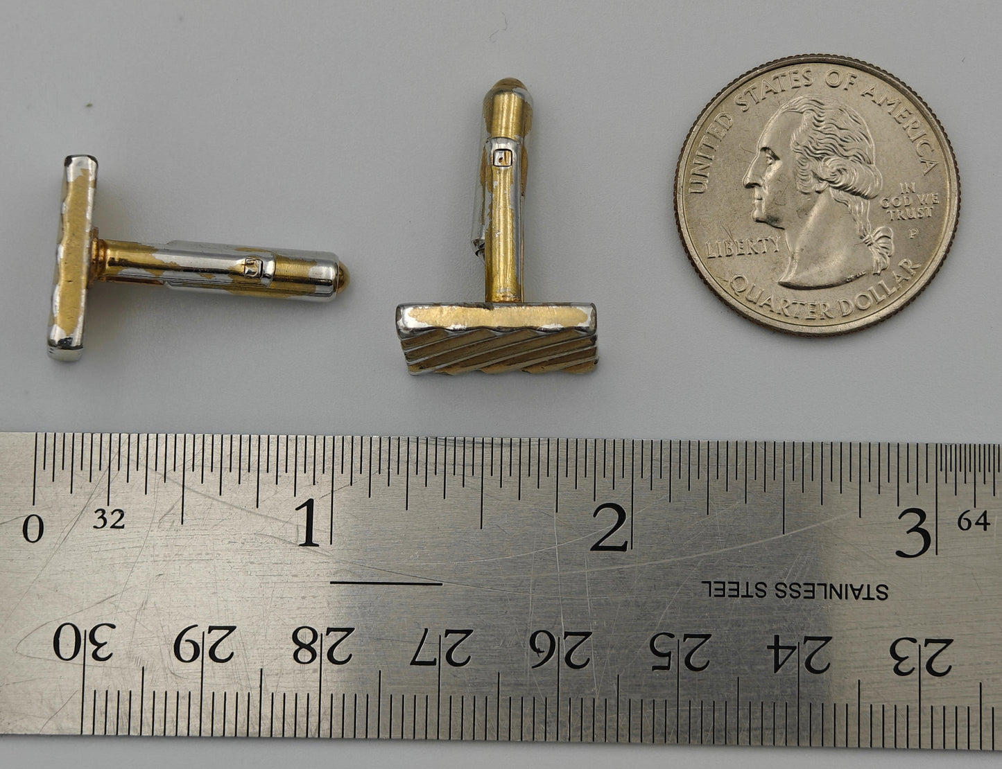 Hickok Gold Tone Textured Stripe Cuff Links