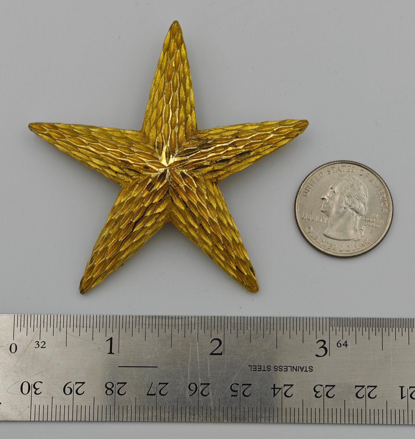 BSK Military Star Brooch - Gold Toned - Vintage