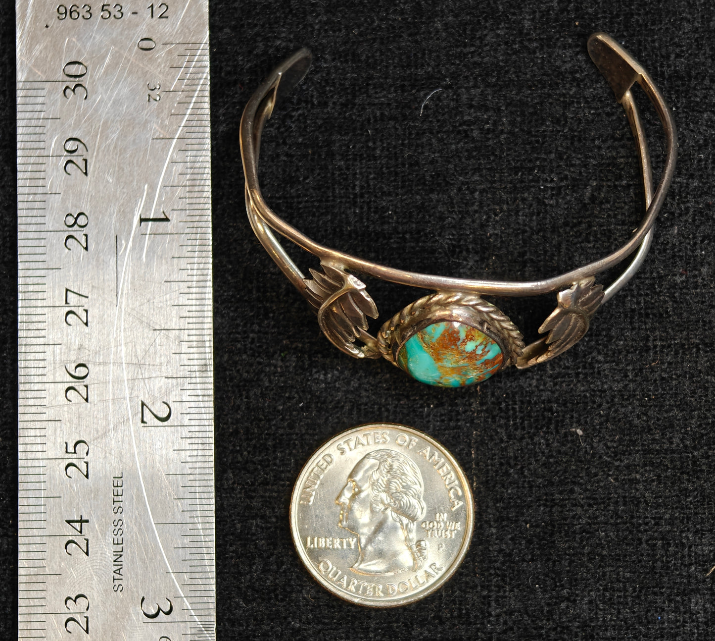 Tom Morgan Native American Turquoise and Silver Cuff Bracelet