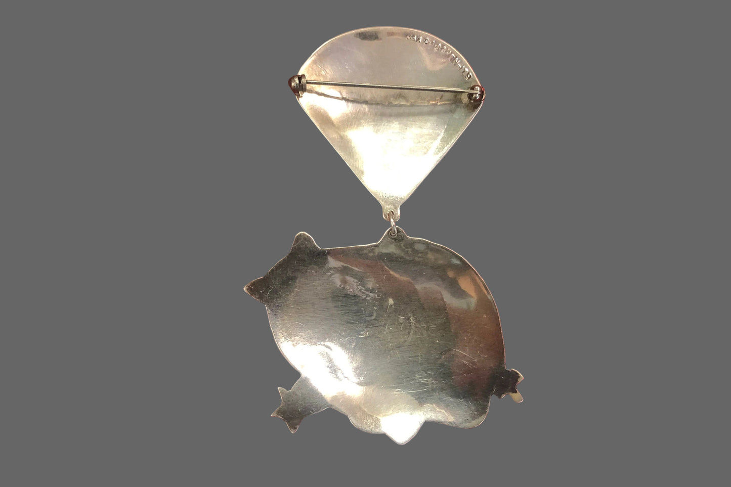 Unique Hippo And Balloon Mexico Silver Taxco 925 Brooch - Vintage