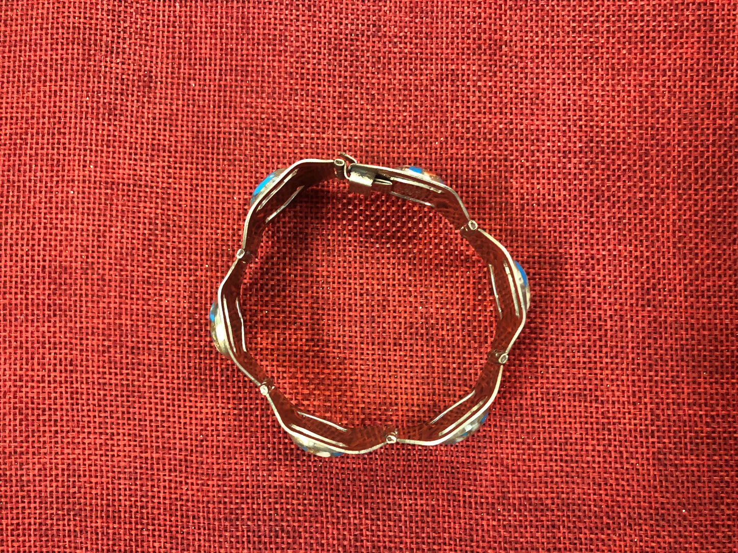 Taxco Sterling Silver and Turquoise Link Bracelet - Vintage Taxco Jewelry