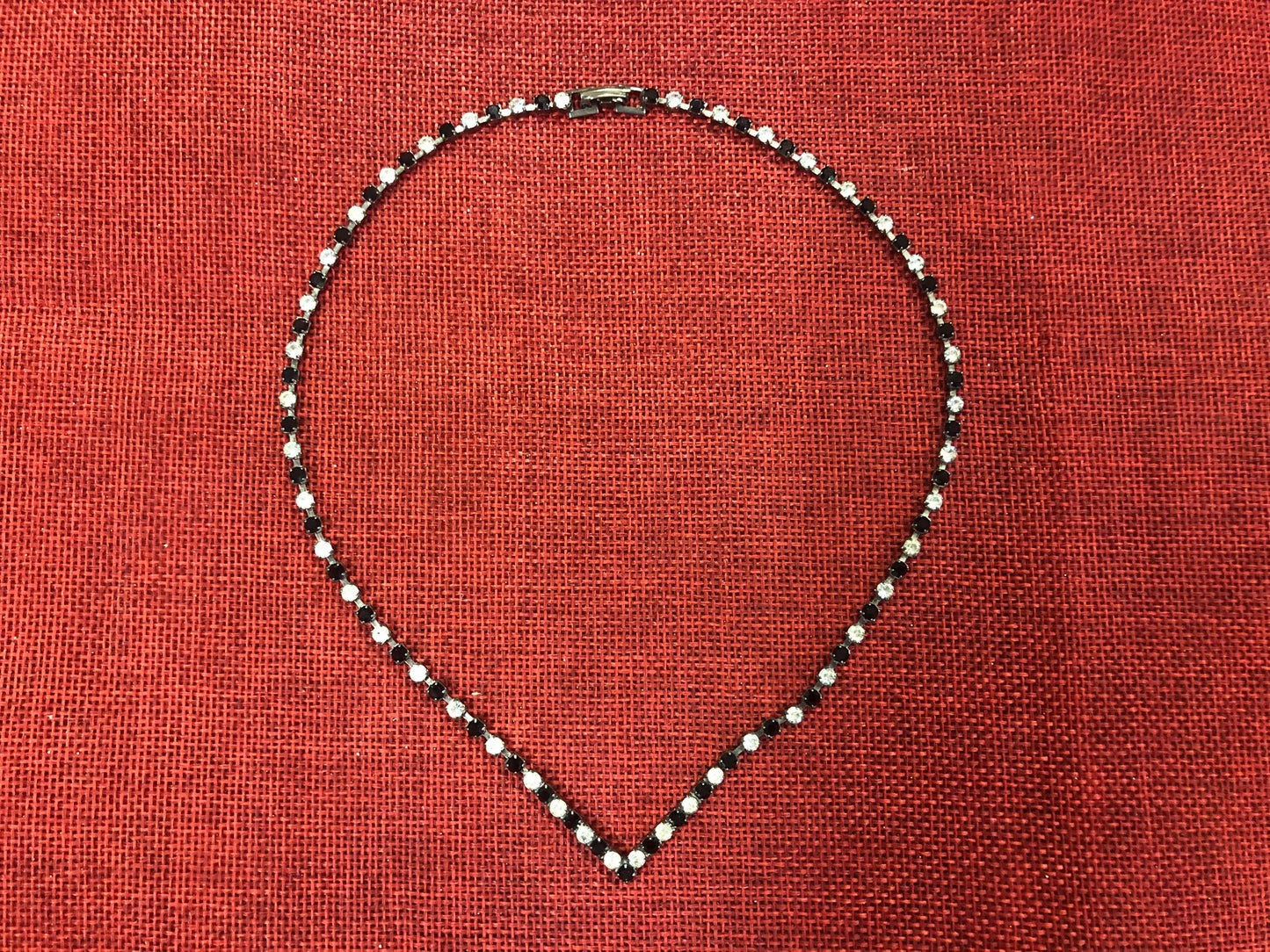 Black and White Rhinestone V-Necklace