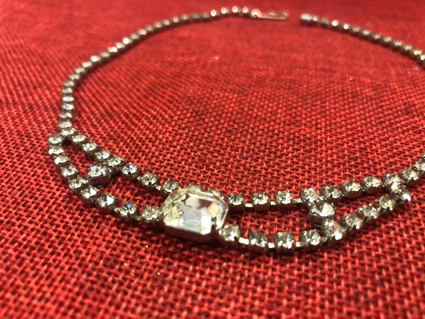 Rhinestone Necklace With Clasp - Vintage