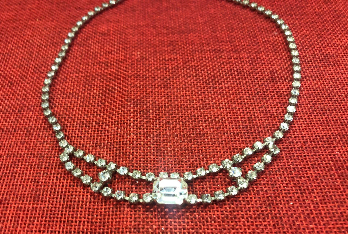 Rhinestone Necklace With Clasp - Vintage