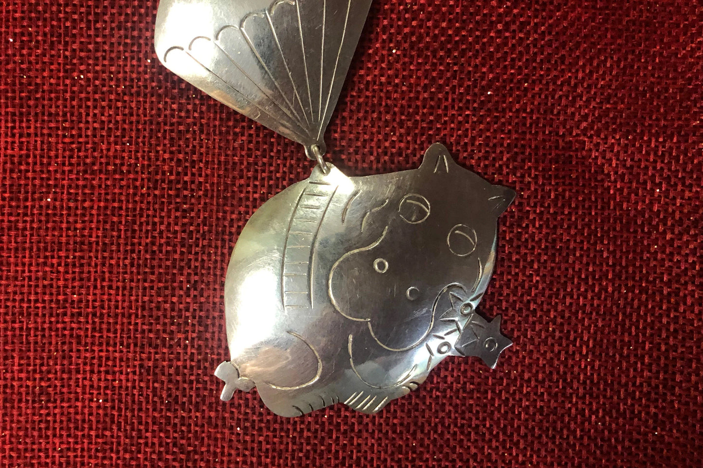 Unique Hippo And Balloon Mexico Silver Taxco 925 Brooch - Vintage