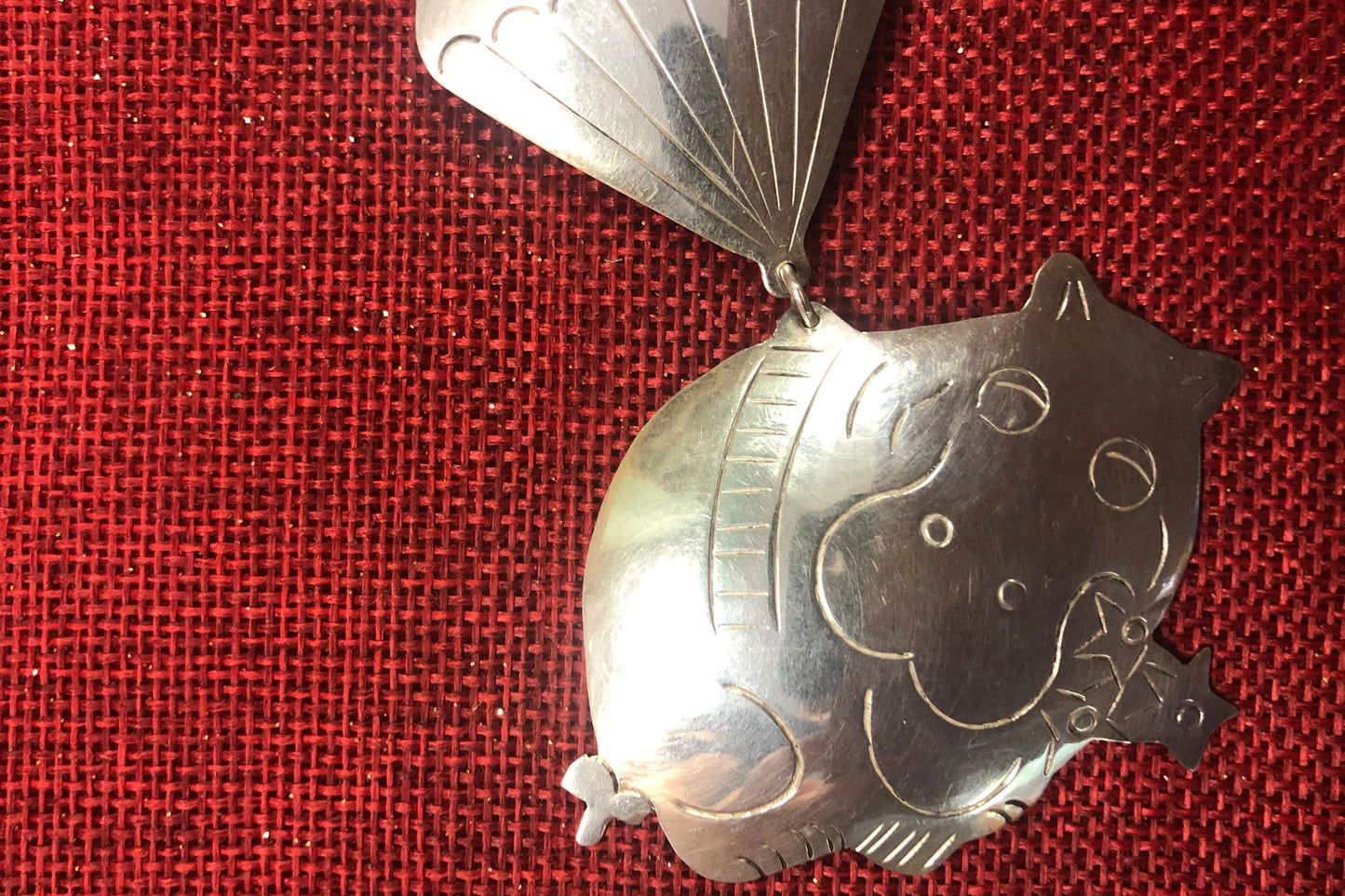 Unique Hippo And Balloon Mexico Silver Taxco 925 Brooch - Vintage