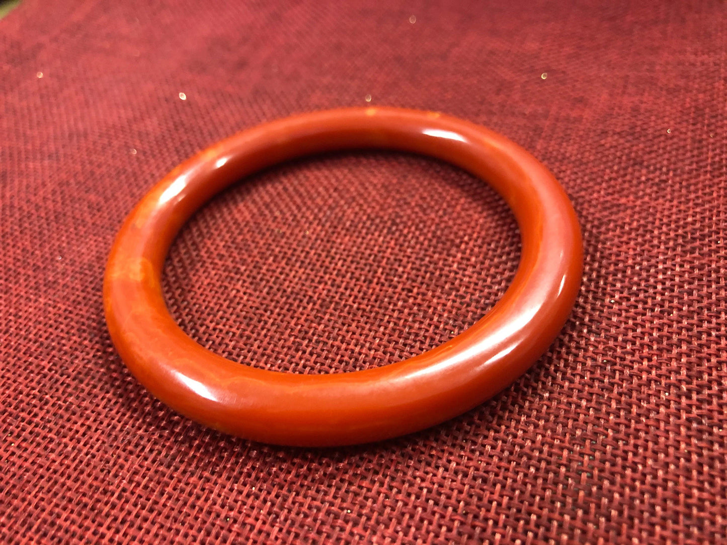 Bakelite Red and Yellow Marbled Bangle Bracelet - Vintage