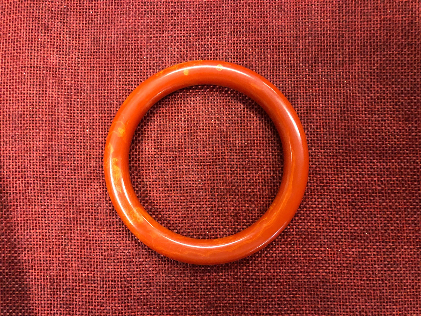 Bakelite Red and Yellow Marbled Bangle Bracelet - Vintage