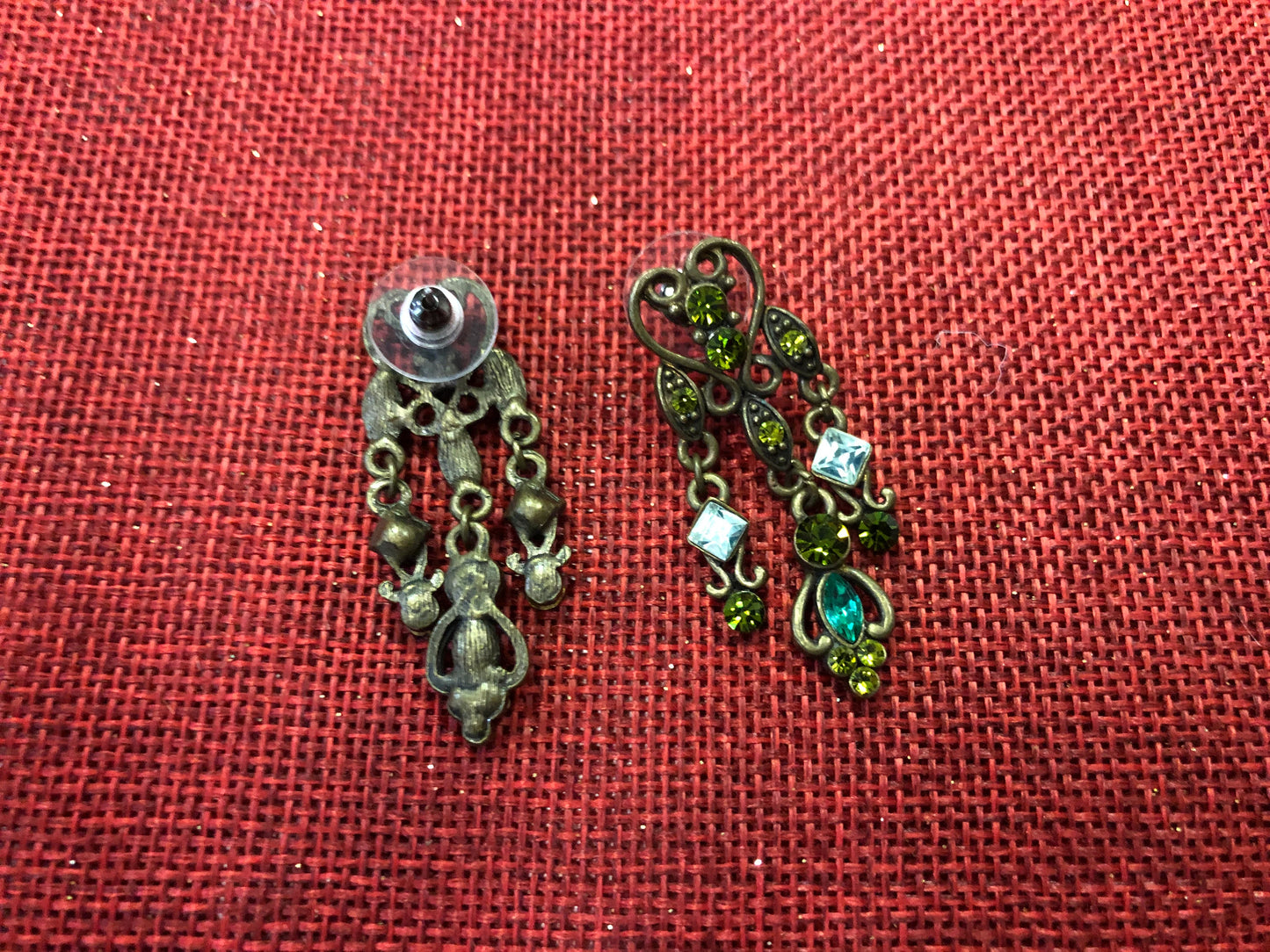 Vintage Dangling Emerald Earrings