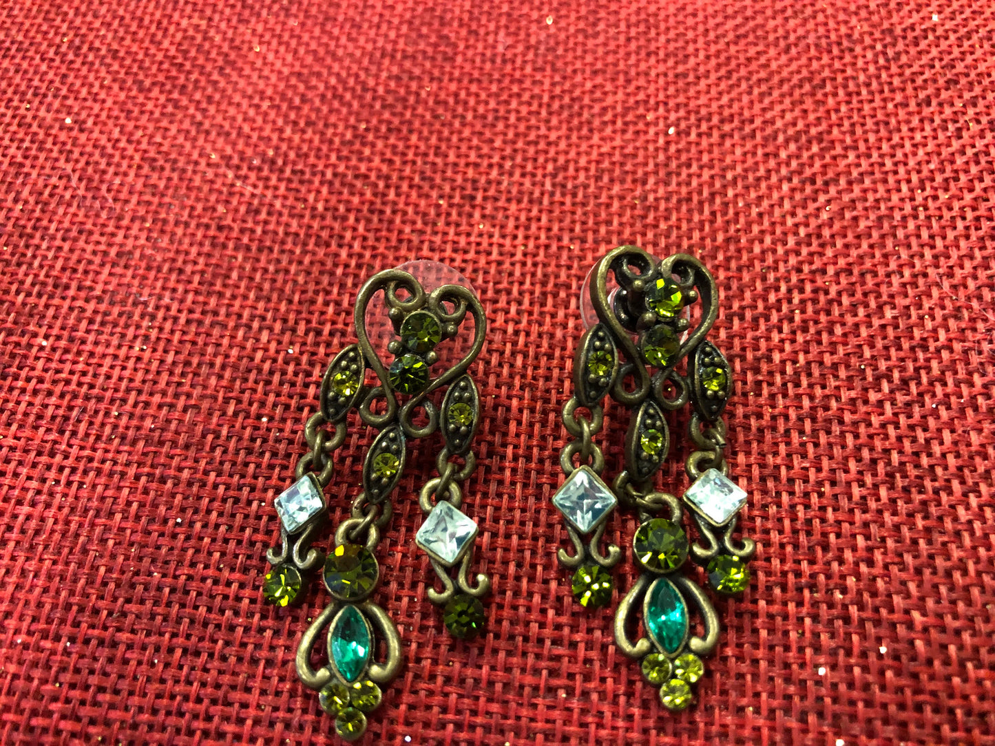Vintage Dangling Emerald Earrings