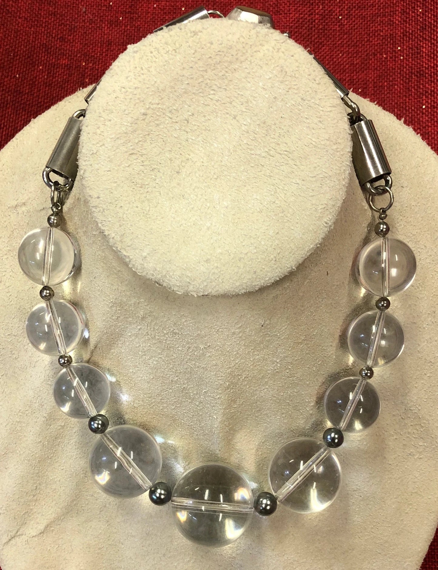 Chrome and Lucite Choker Necklace - Mid century Modern - RARE Retro