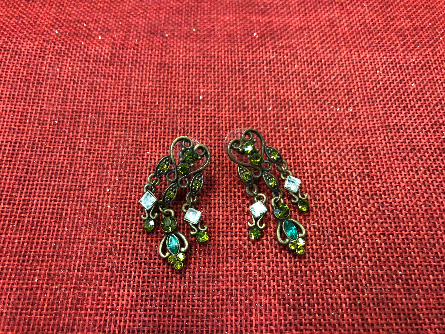 Vintage Dangling Emerald Earrings