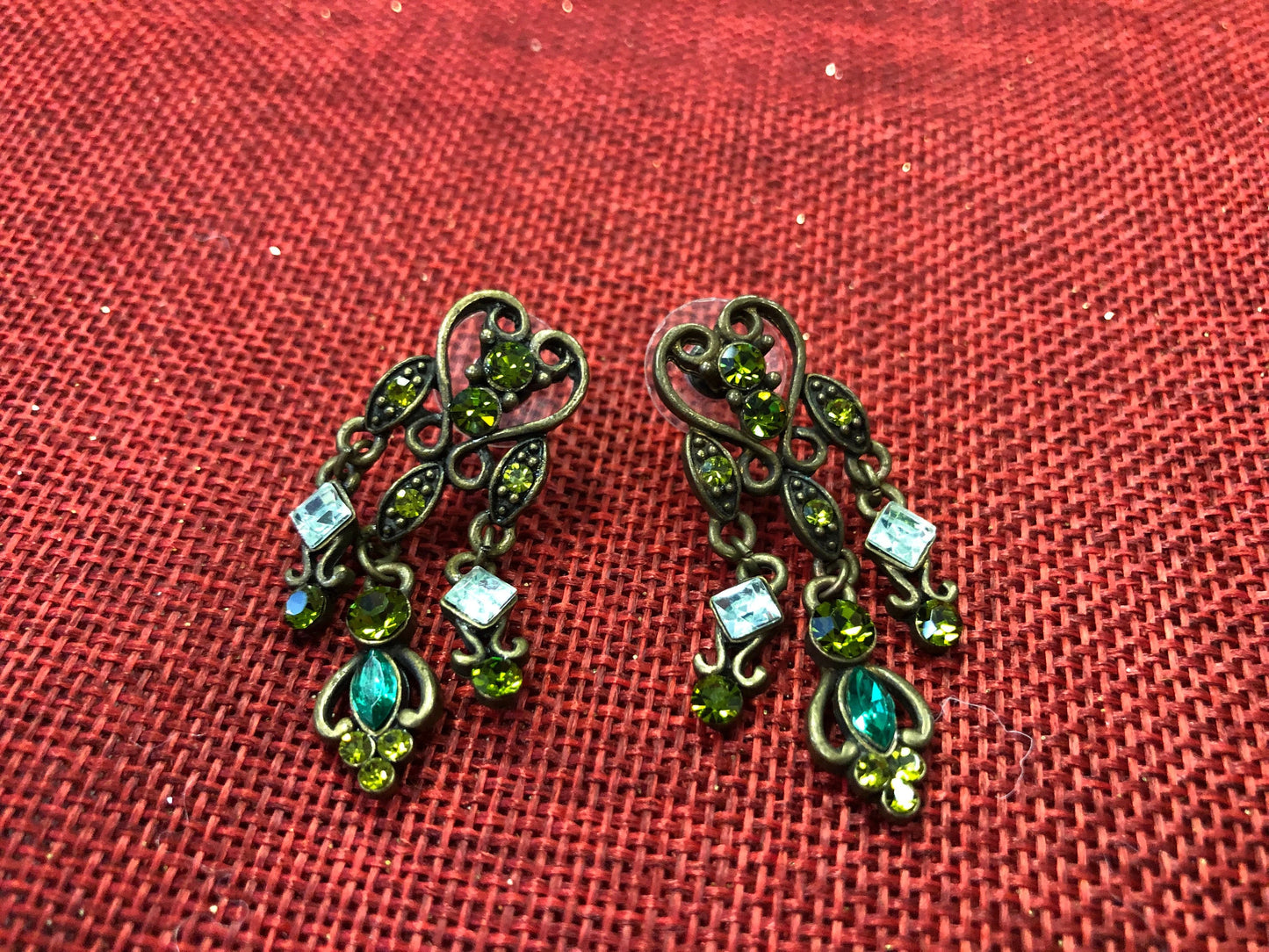 Vintage Dangling Emerald Earrings