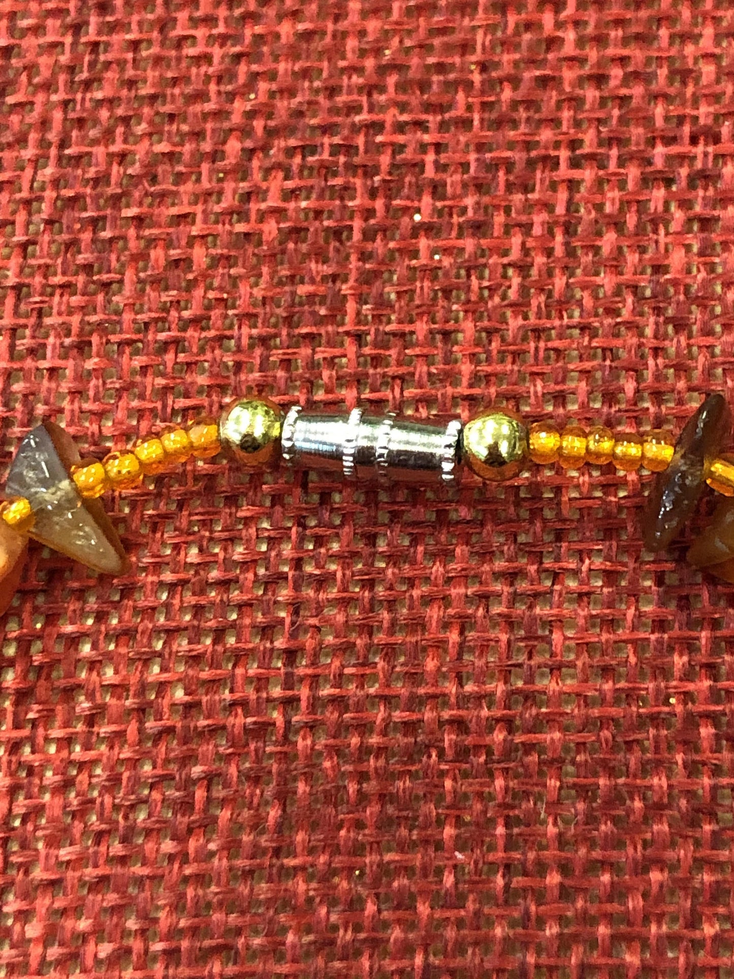 Carnelian Chip Bead Necklace - Red and Tan Agate - Vintage