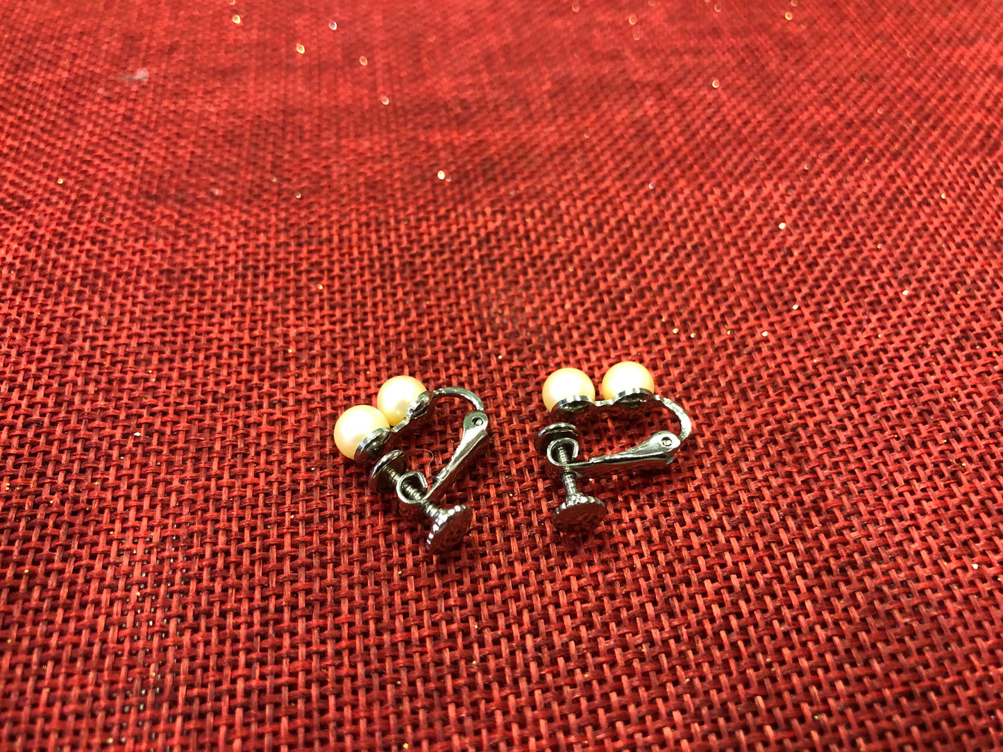 Twin Cream Colored Pearl Earrings