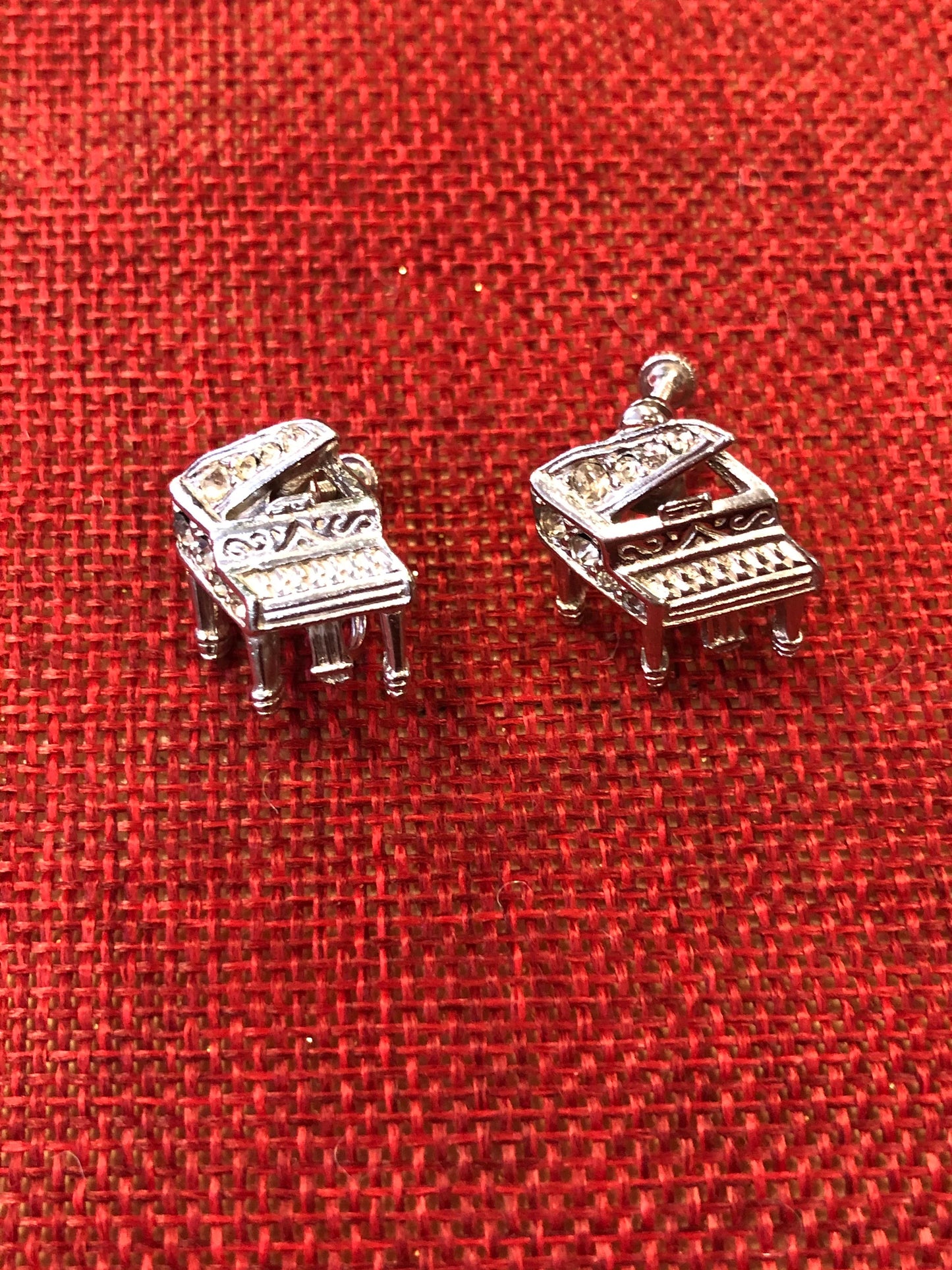 Rhinestone Piano Screw Back Earrings - Vintage