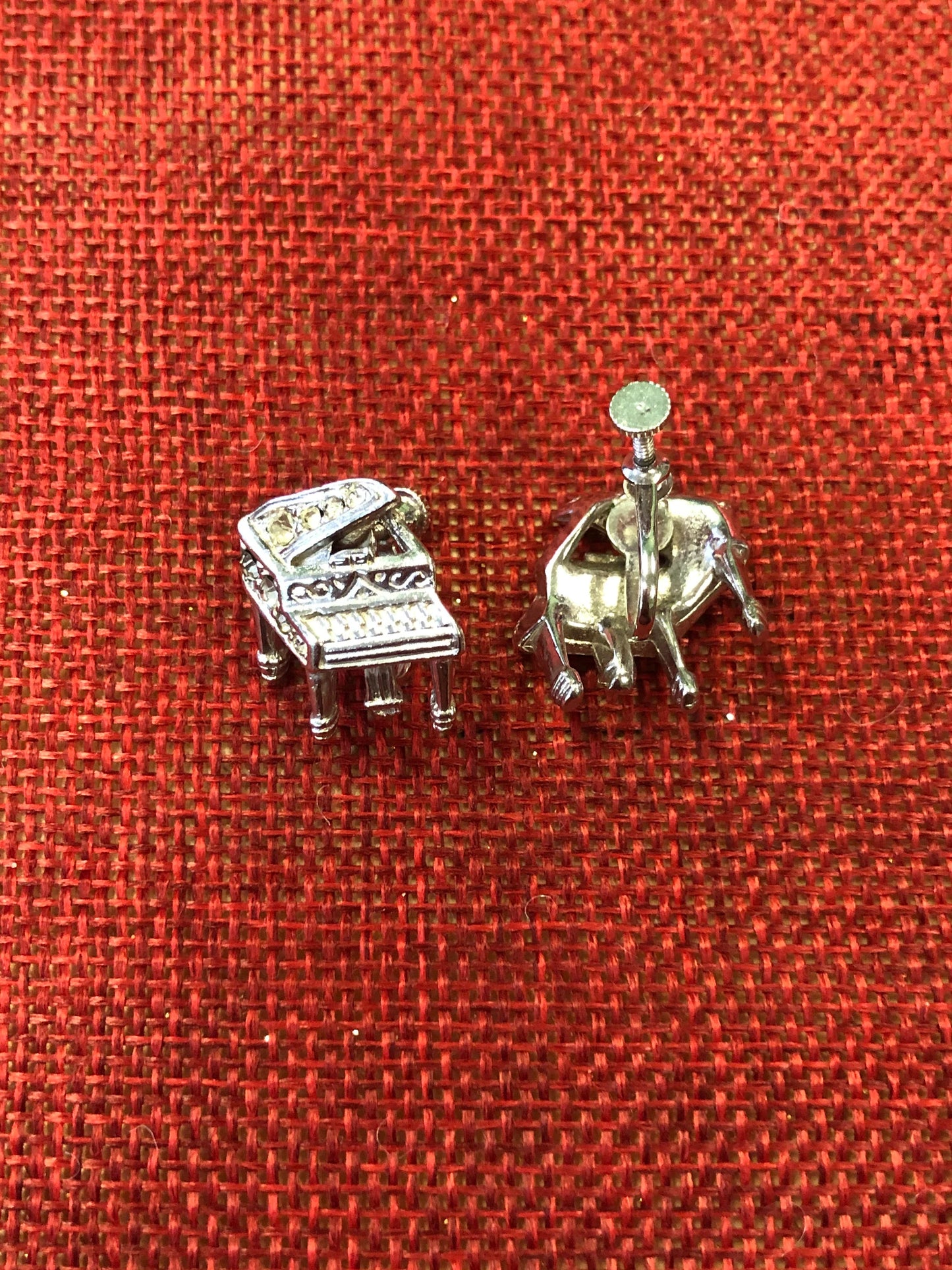 Rhinestone Piano Screw Back Earrings - Vintage