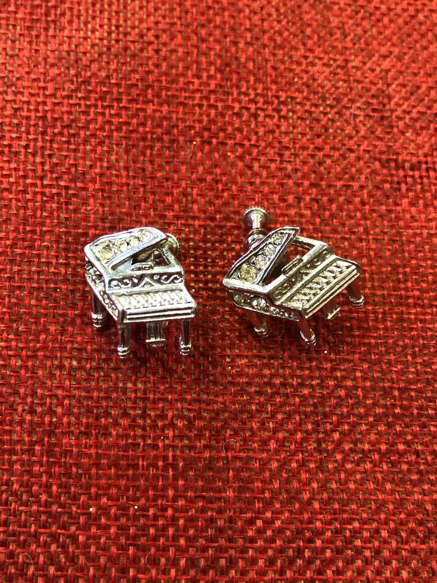 Rhinestone Piano Screw Back Earrings - Vintage