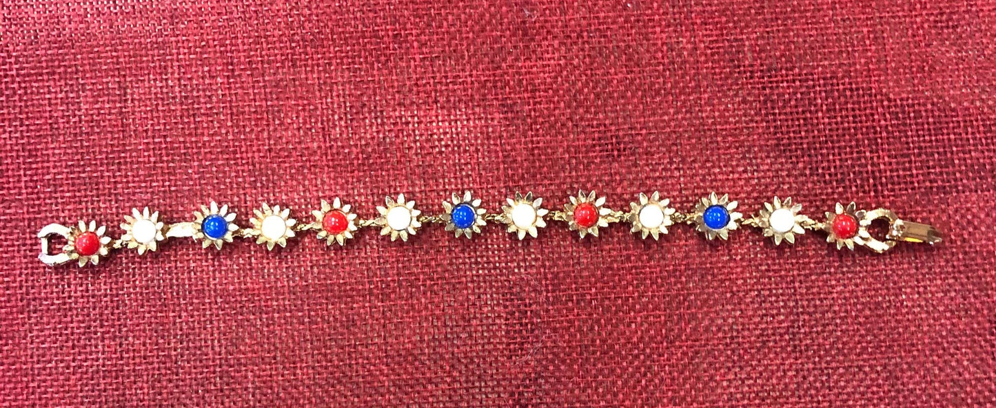 Floral Red, White, and Blue Bracelet - Perfect Election Day or Independence Day Accessory