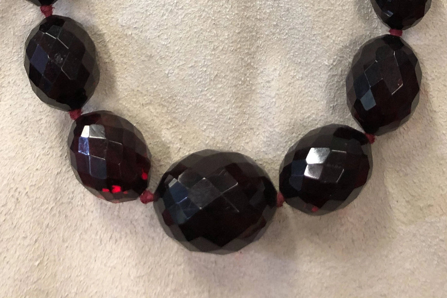 Cherry Necklace with Faceted, Graduated Beads - Vintage 1930s