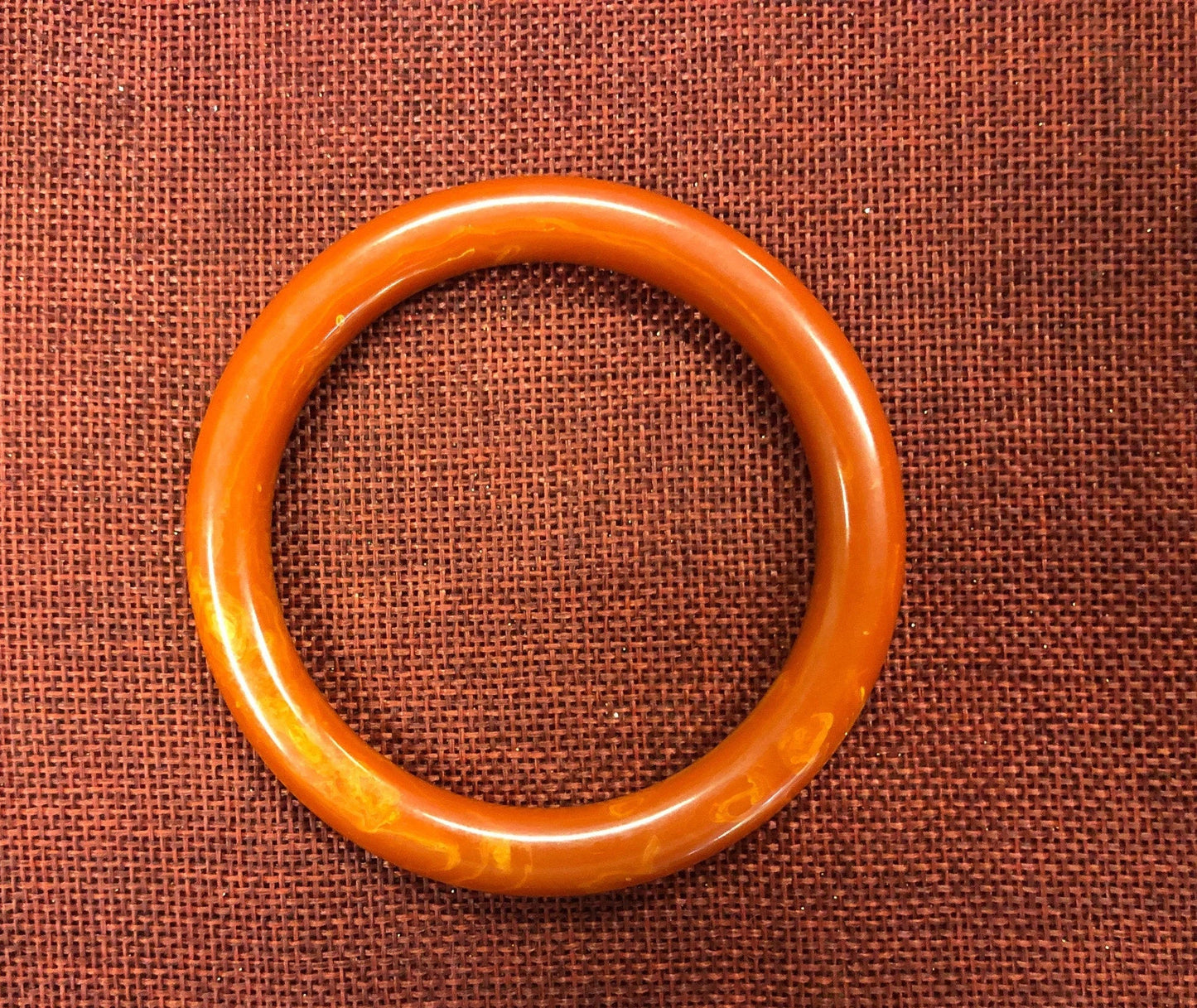 Bakelite Red and Yellow Marbled Bangle Bracelet - Vintage