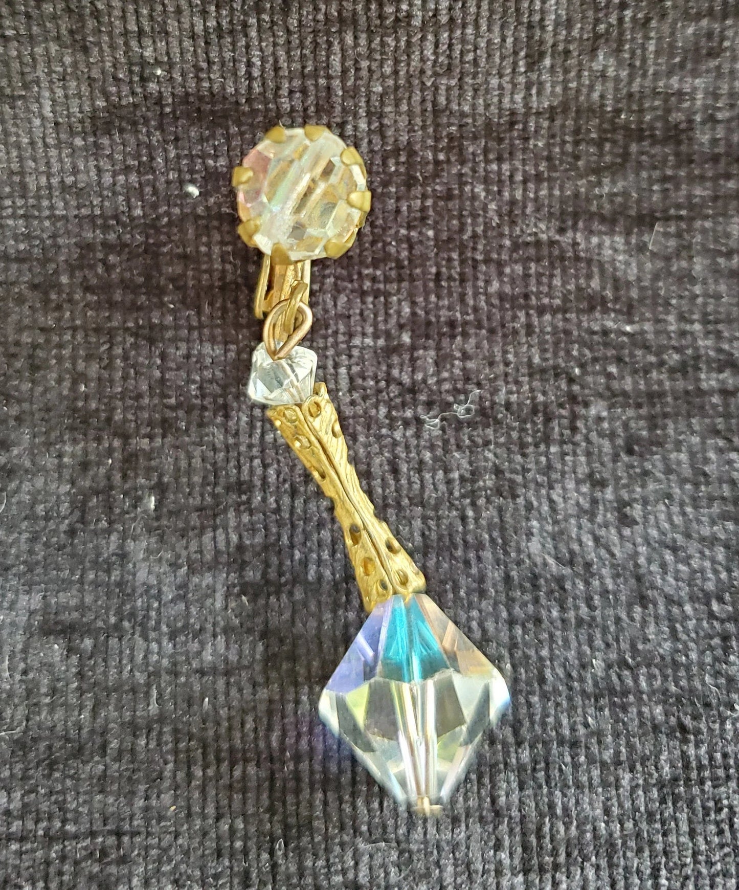 Crystal Dangle Clip-on Earrings, 1950s