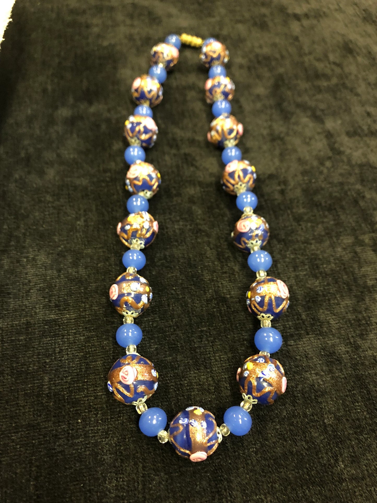 Venetian Handblown Wedding Cake Bead Choker Necklace From the 1950s