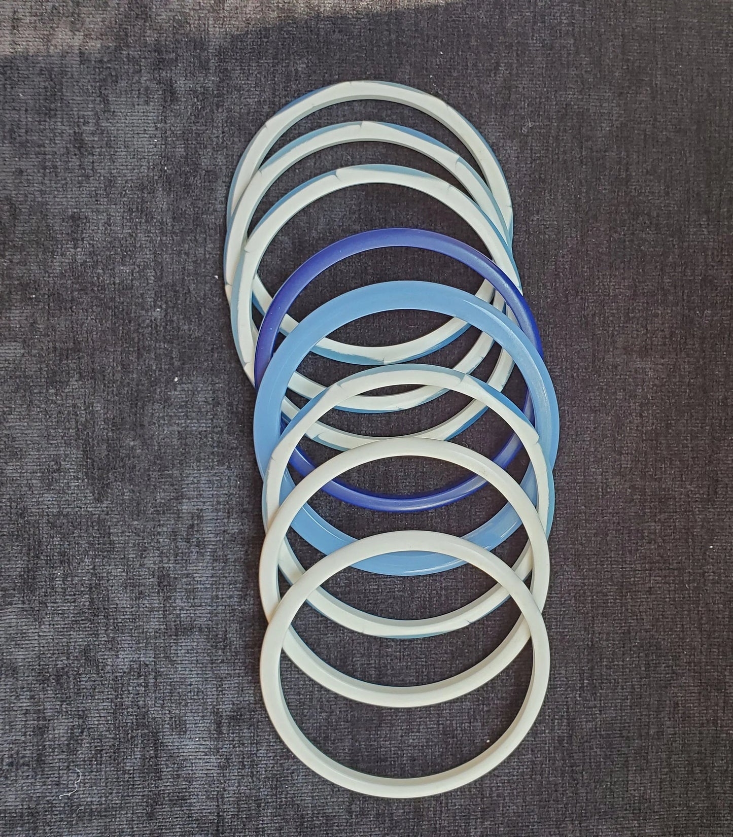 Eight Plastic Blue and White Bangles