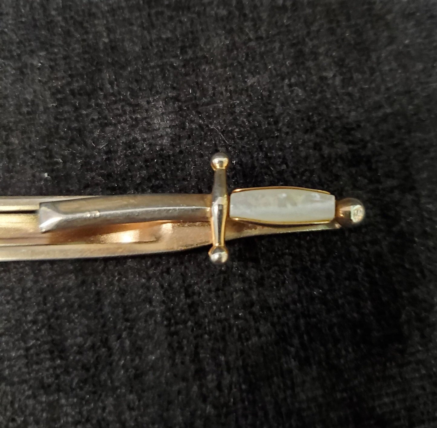 Swank Sword With Mother of Pearl Handle Tie Clip - 1940s