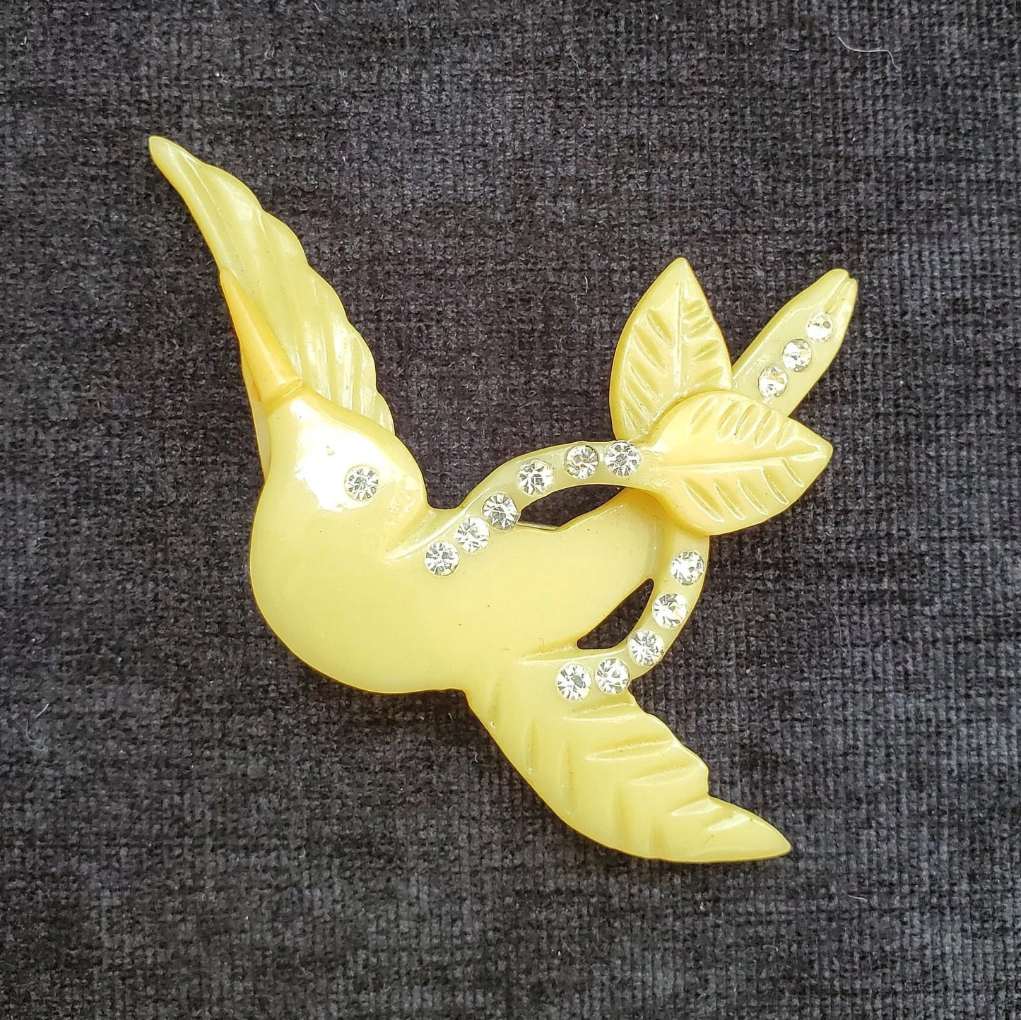 Celluloid and Crystal "Happy Bird" Pin/Brooch