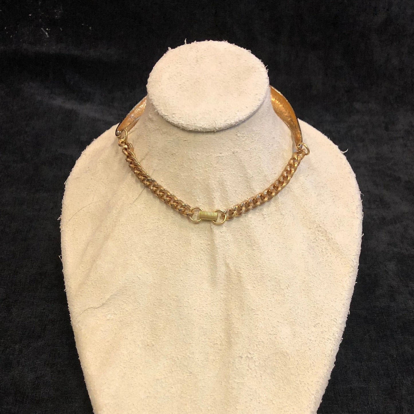 Large Contemporary Sculpted Brass Choker Necklace 1970s