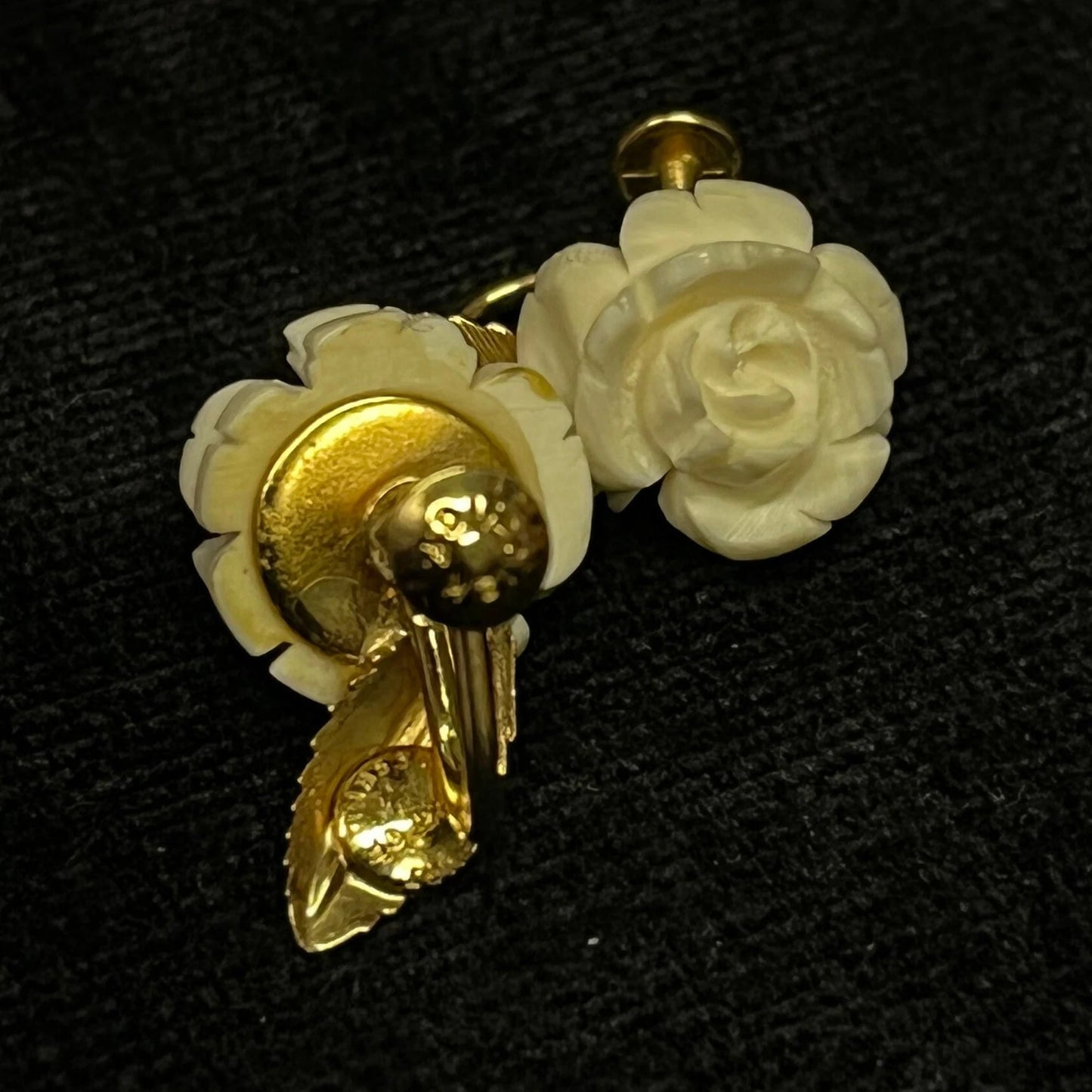 White Rose 12k Gold -Filled, Burt Cassell Earring and Pin/Brooch Set