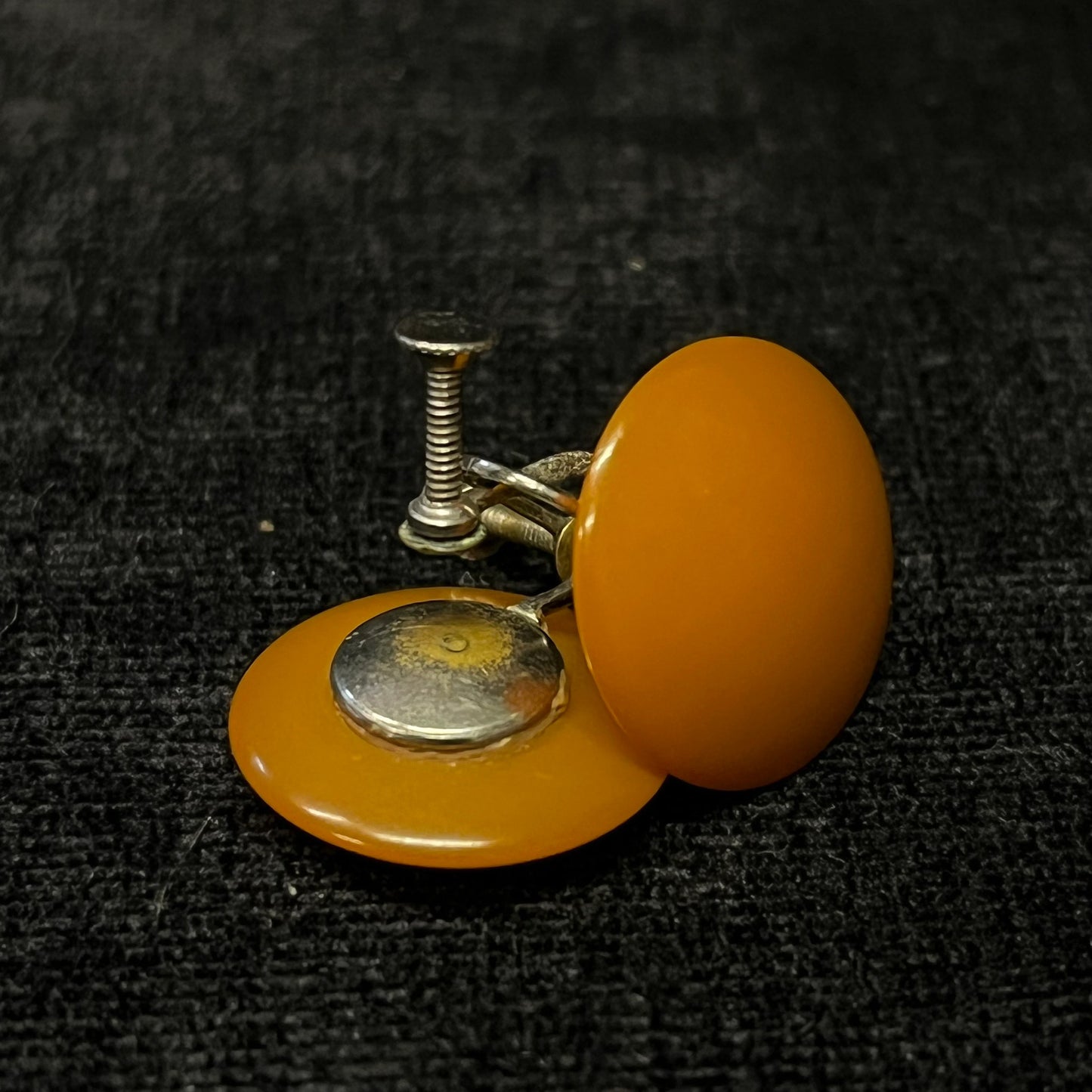 Burnt Orange Bakelite Screw Back Earrings