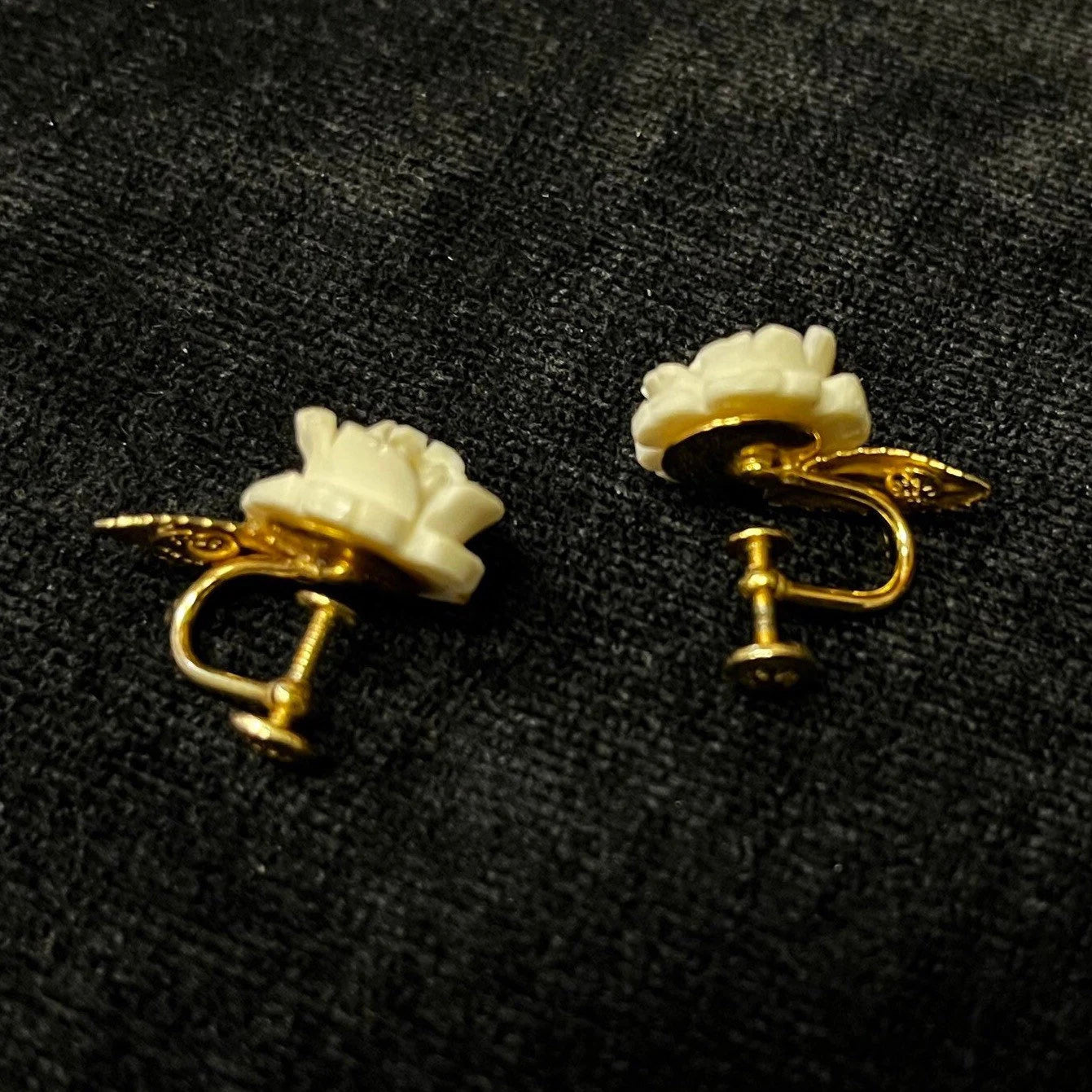 White Rose 12k Gold -Filled, Burt Cassell Earring and Pin/Brooch Set