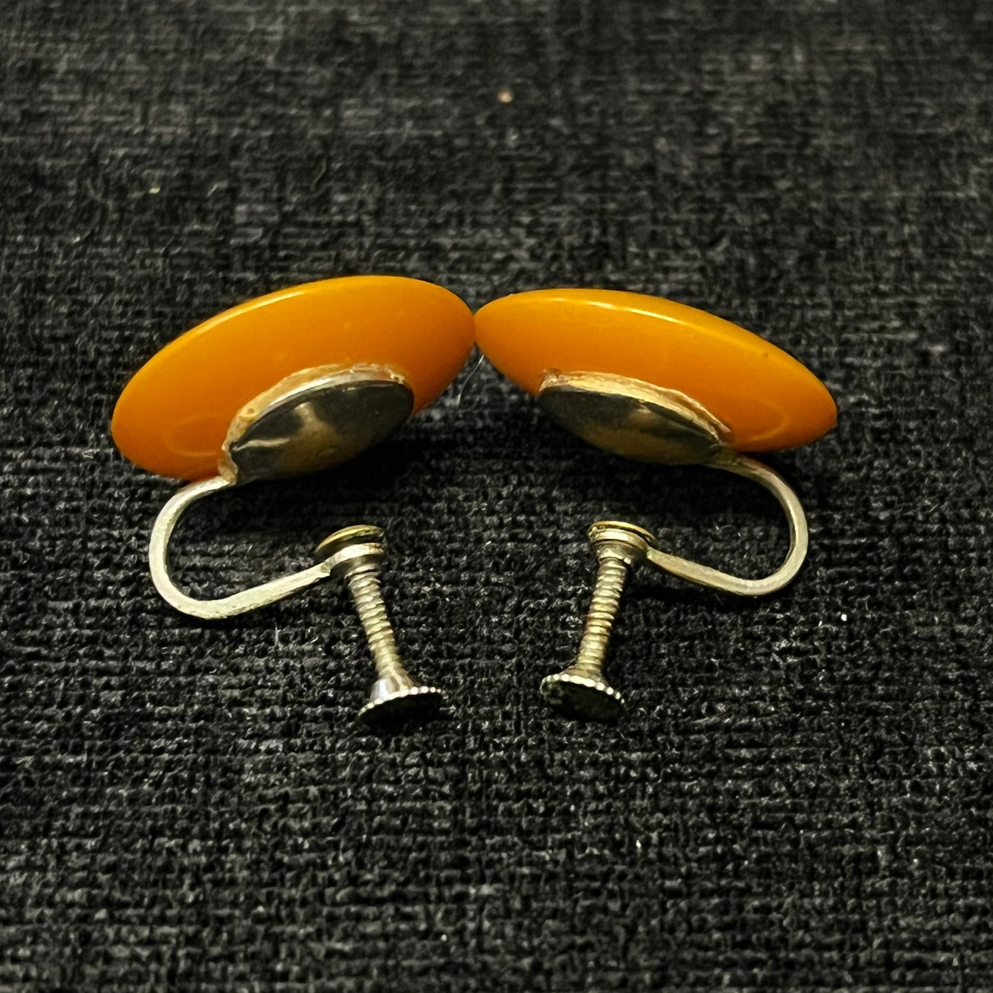 Burnt Orange Bakelite Screw Back Earrings