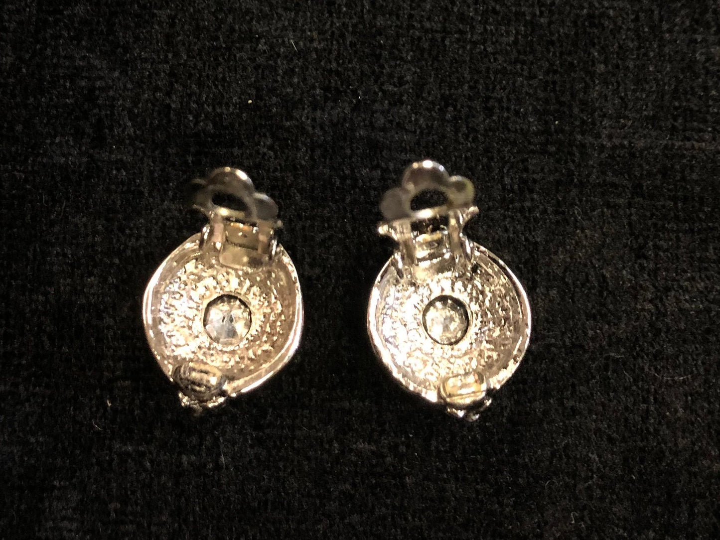 Pink Crystal and Silver Tone - Clip-on Earrings - Vintage