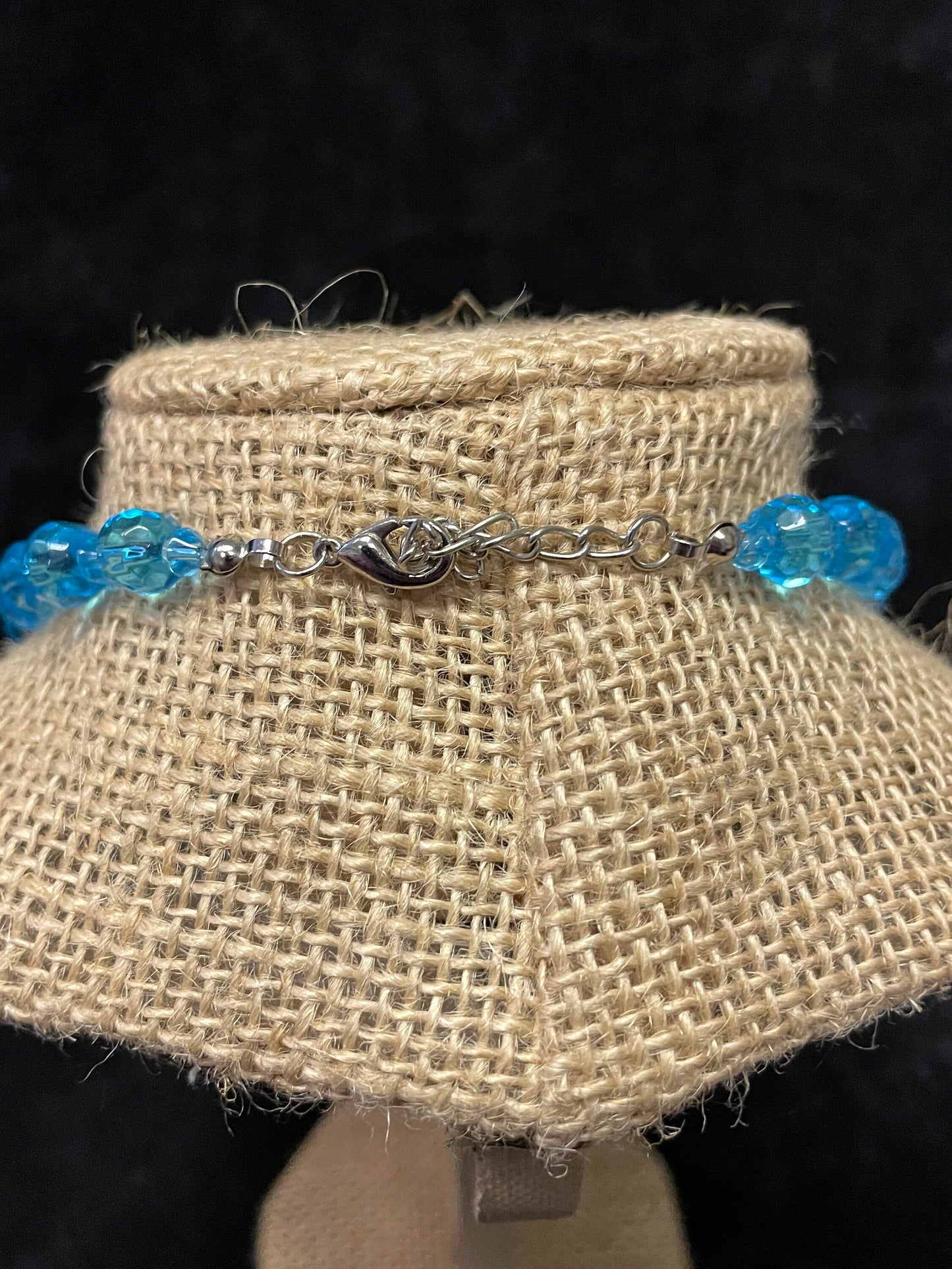 Aqua and Silver Foiled Flower Cane Beads and Faceted Glass Necklace Just Screams "Something Blue" , Beach Wedding Necklace