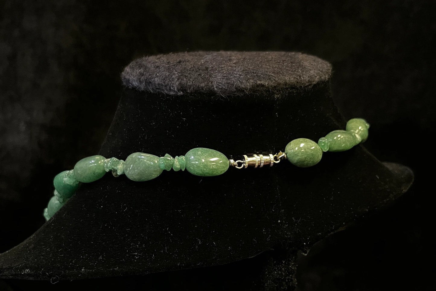 Jade Stone Matinee Length Necklace - Varied Size Jade Stones