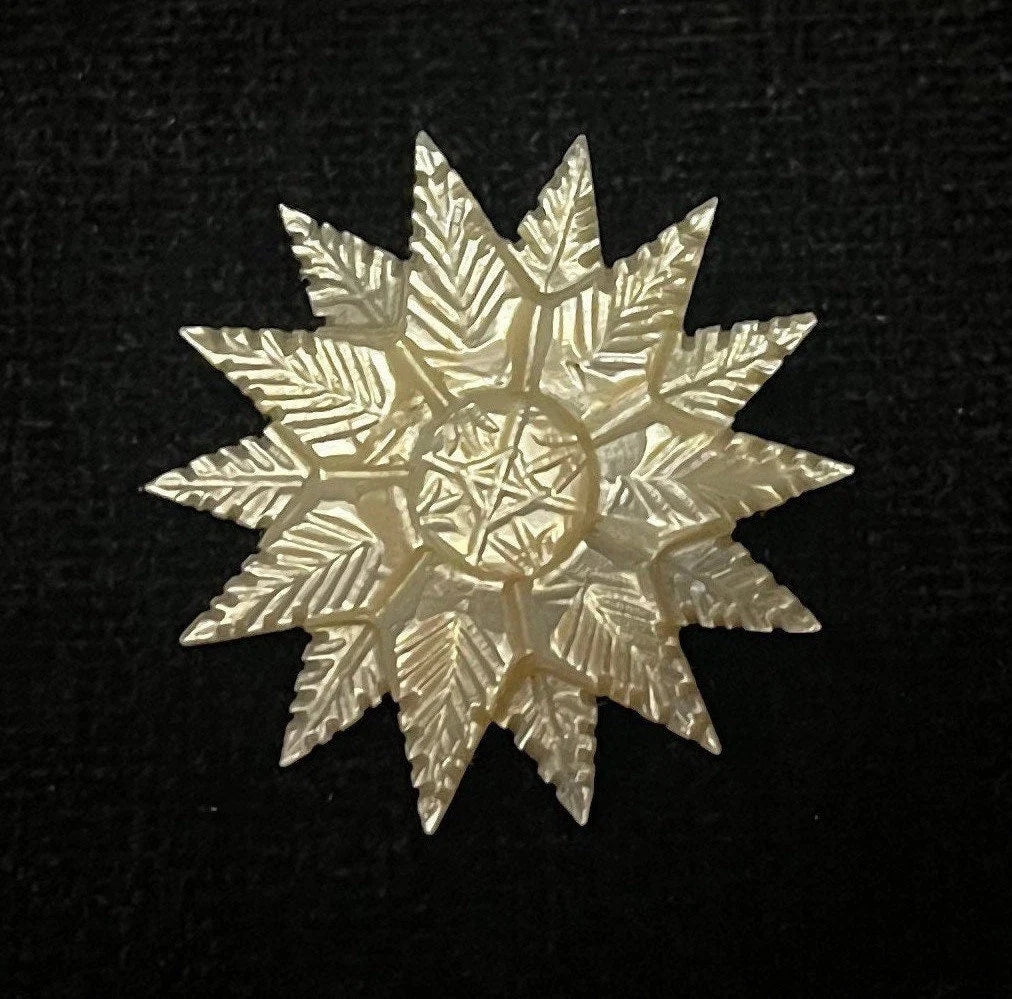 Mother of Pearl Snowflake Brooch/Pin - Natural Jewelry