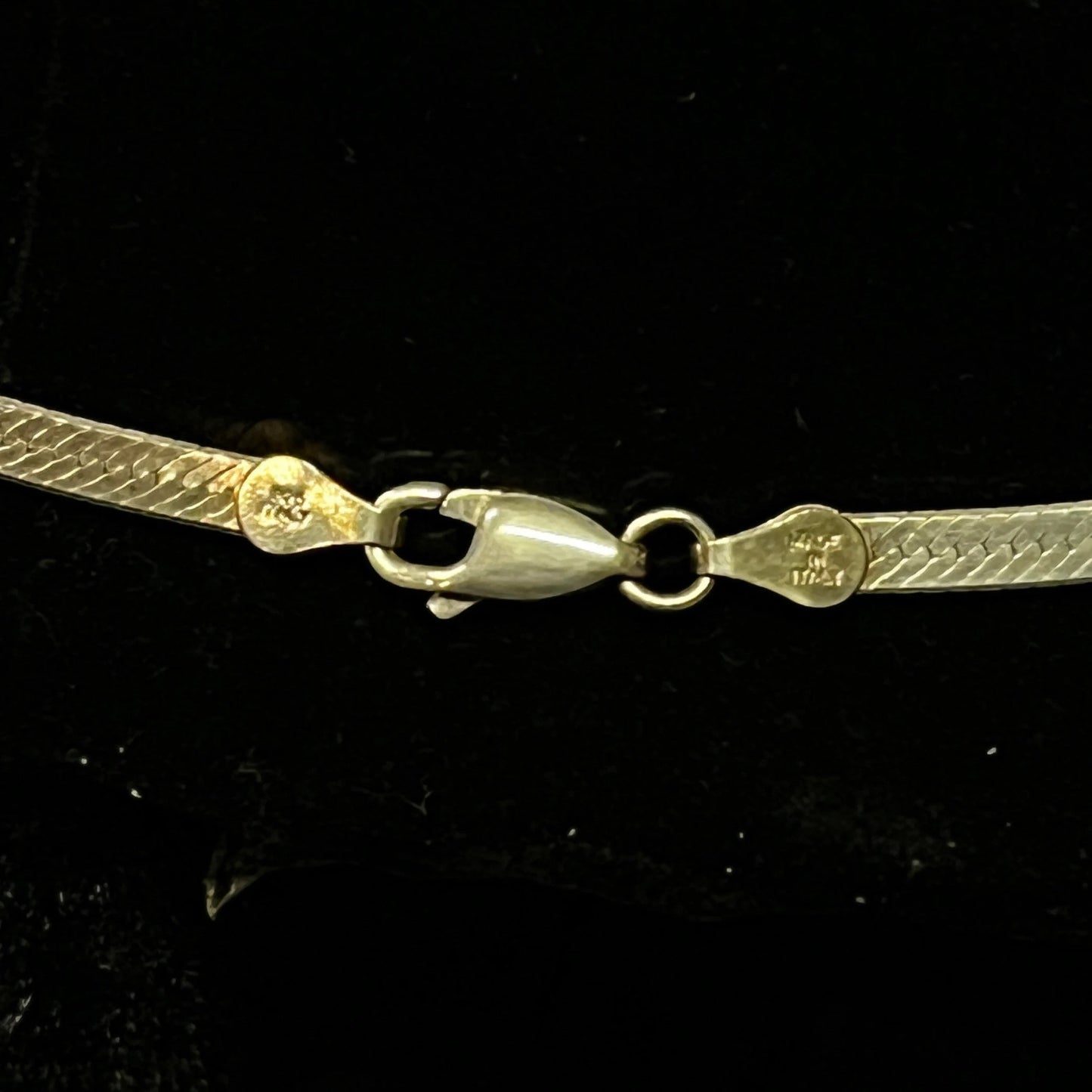 Italian Sterling Silver 4mm Herringbone Chain Princess Necklace