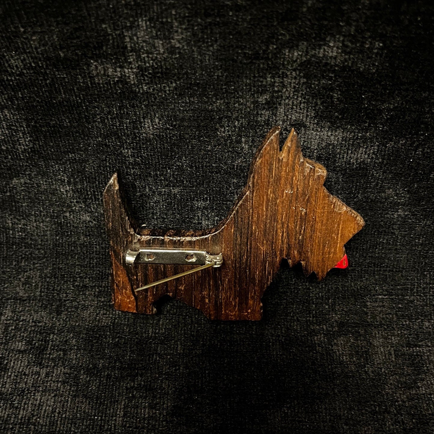 Wooden Scottish Terrier Brooch Hand Carved