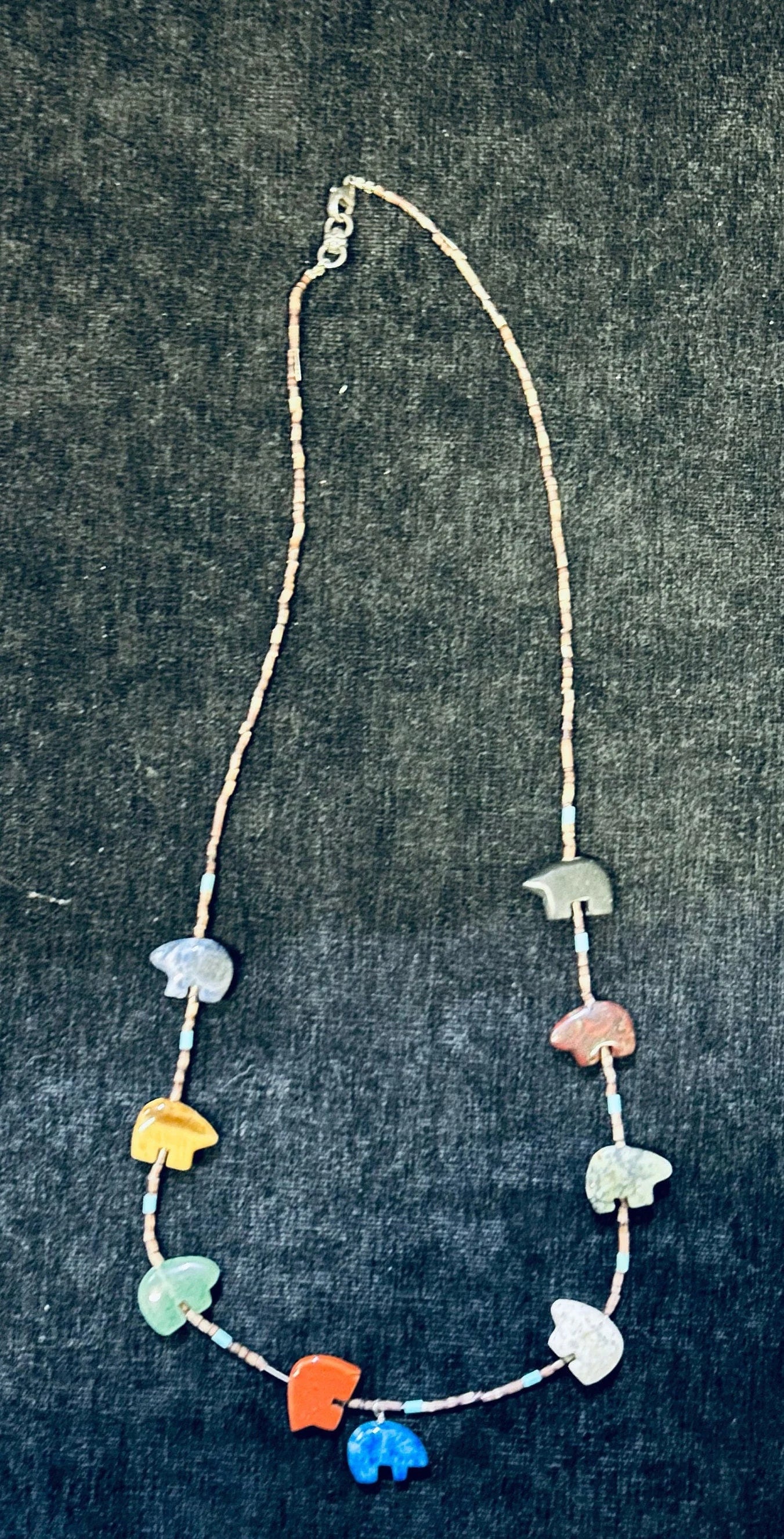 Zuni Tribe Bear Pendants Necklace- Vintage Trade Jewelry