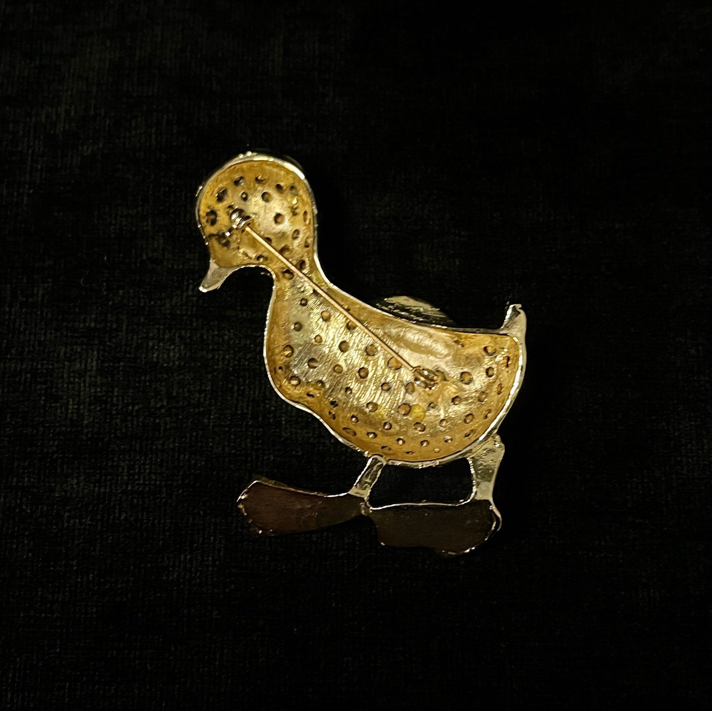 Swarovski Crystal Encrusted Duckling Pin/Brooch With Emerald Green Eye