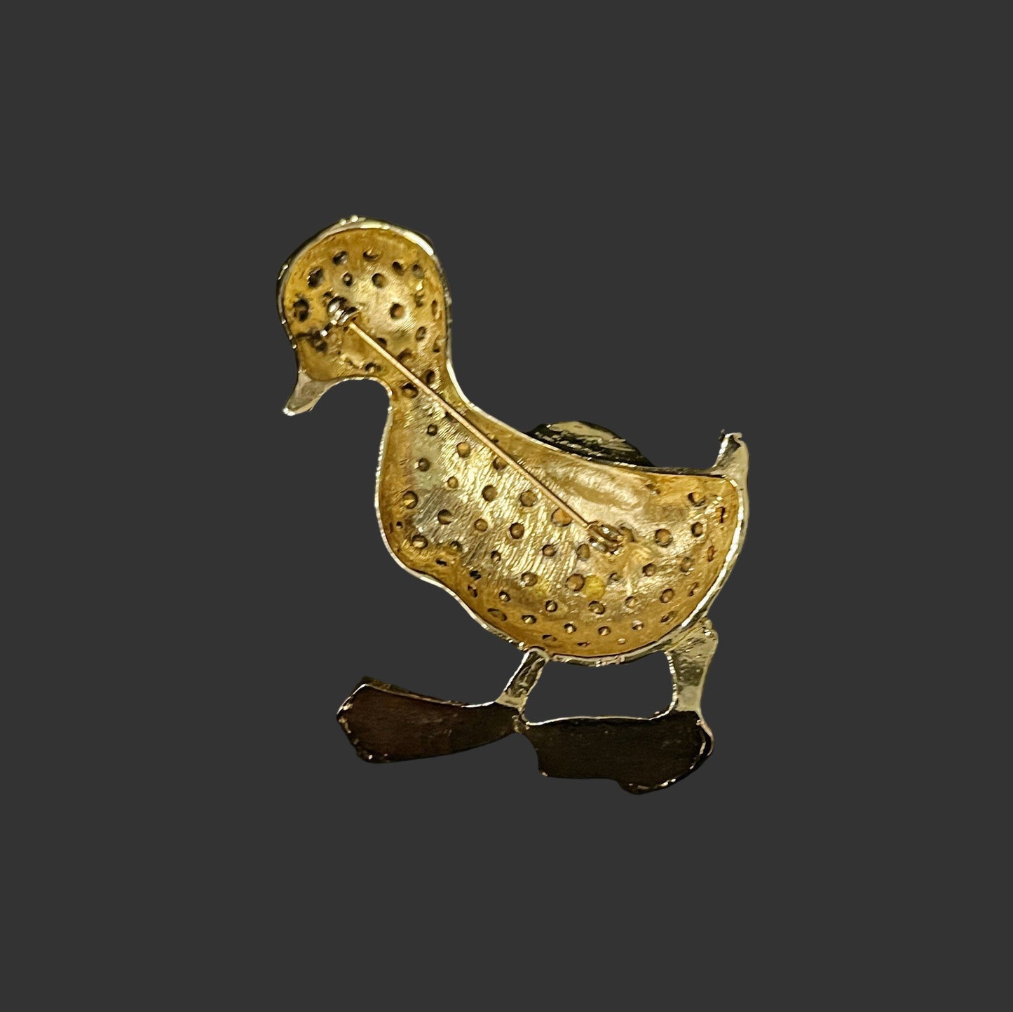 Swarovski Crystal Encrusted Duckling Pin/Brooch With Emerald Green Eye