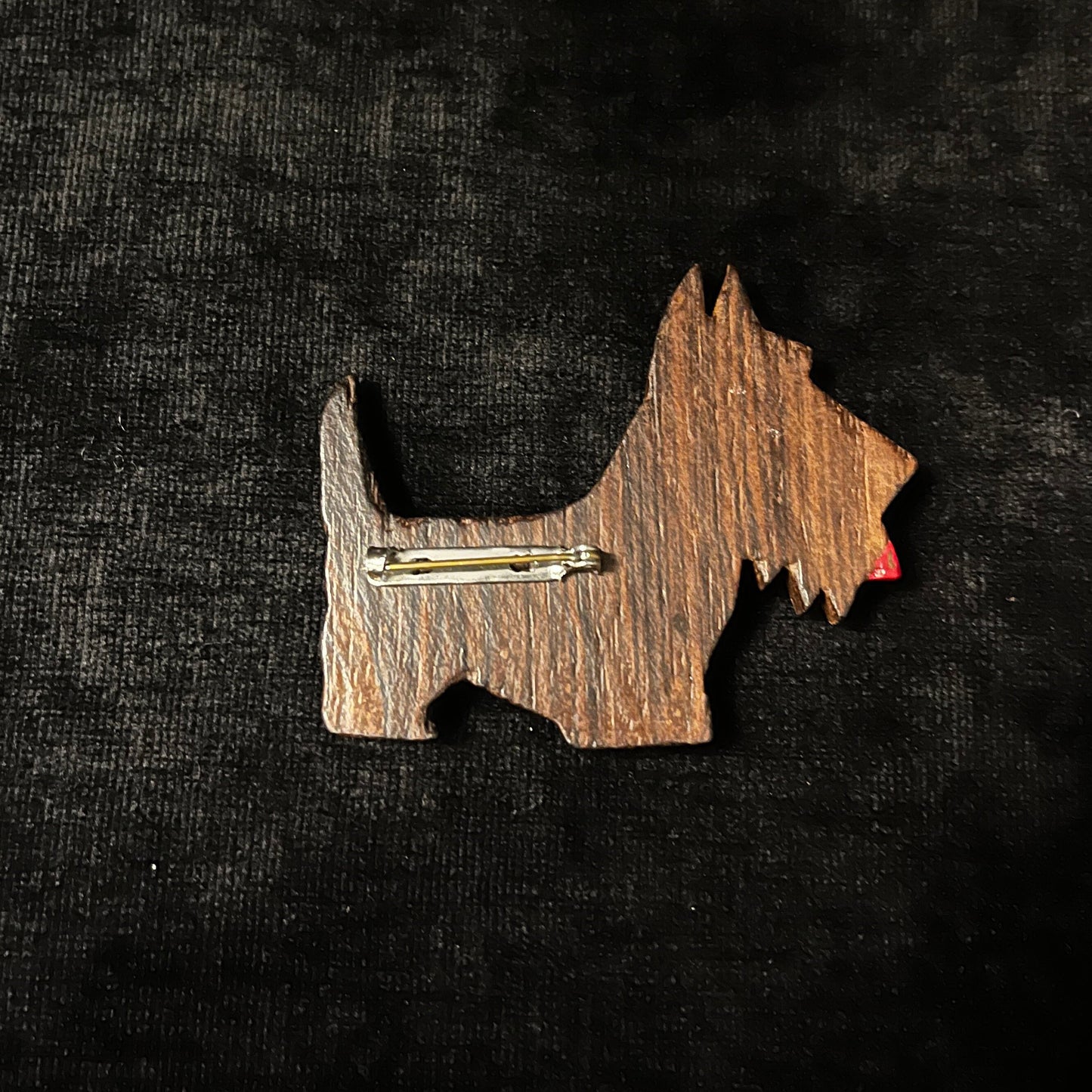 Wooden Scottish Terrier Brooch Hand Carved