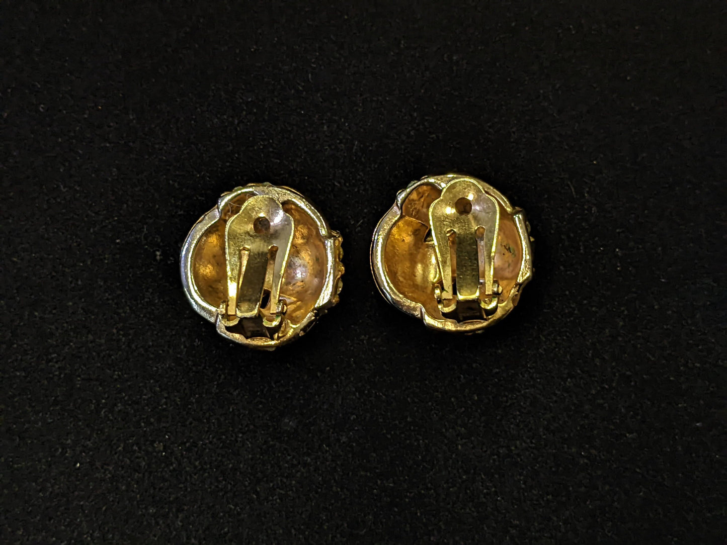 Wedding Ready! Dazzling Gold Circle Tied Knot Clip on Earrings With Crystals - Vintage