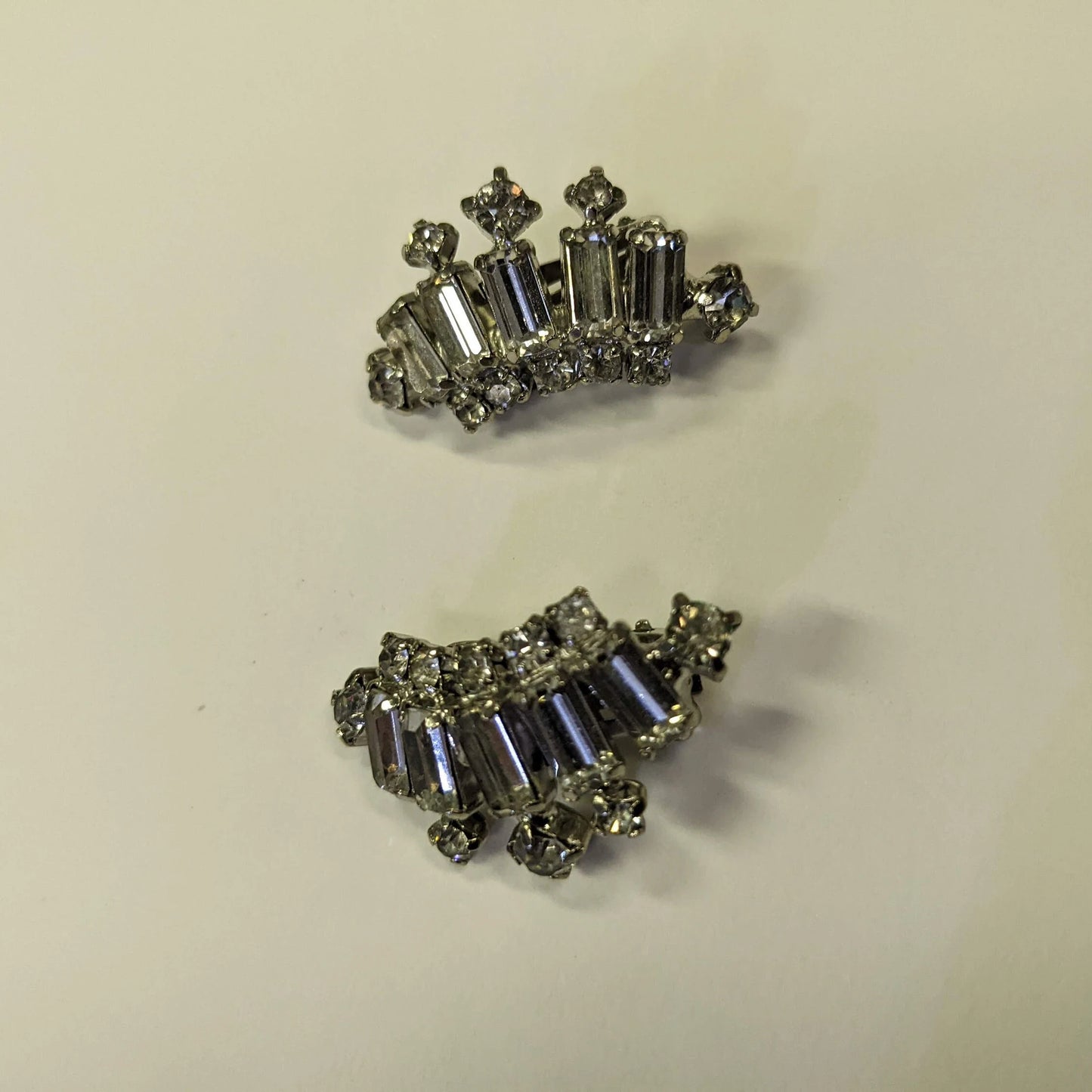 Crystal Art Deco Clip On Earrings- Perfect Vintage Bridal Jewelry