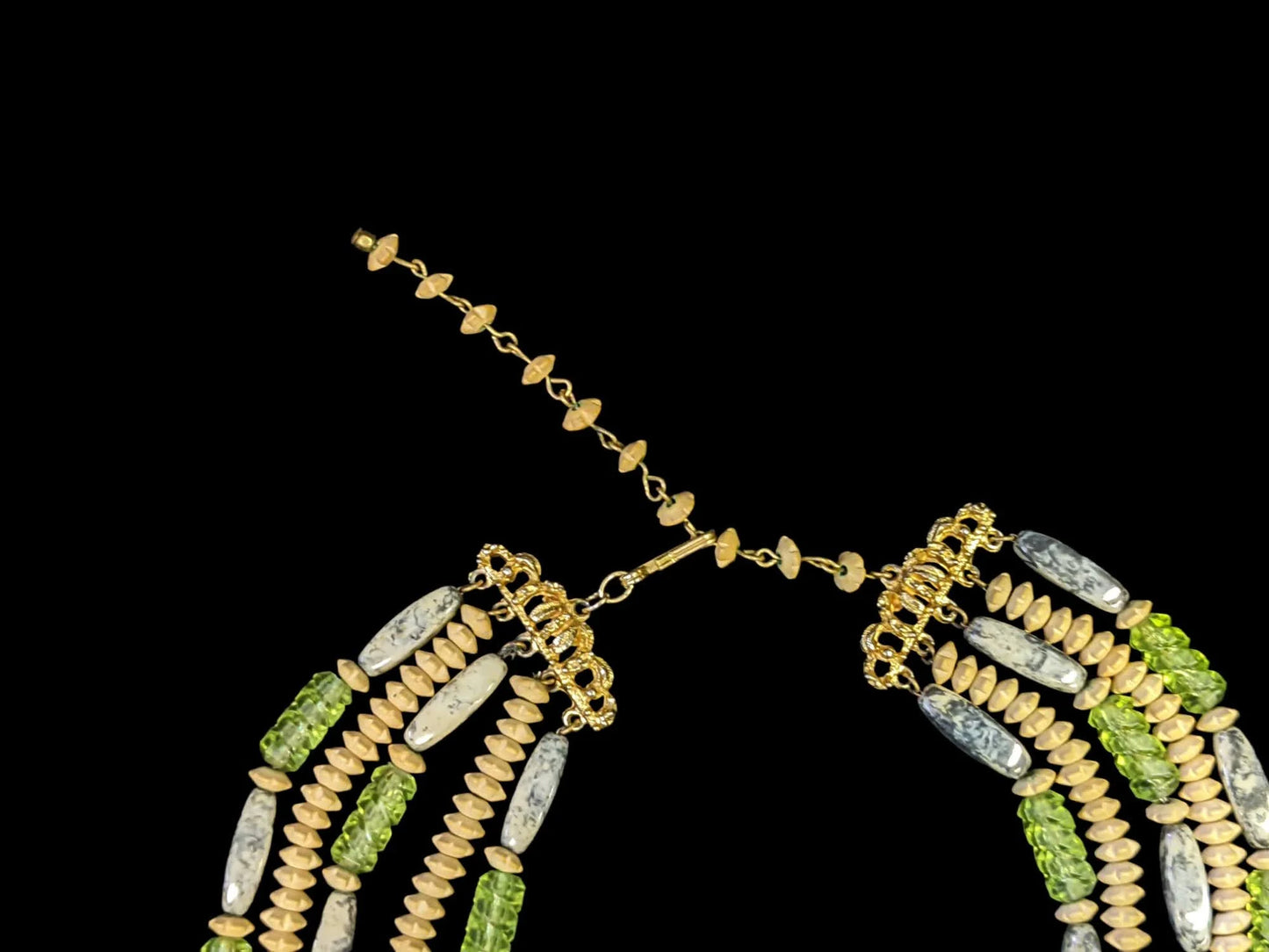HOBE' - 5 Strand Beaded Necklace - Vintage 1970s Great Retro Jewelry
