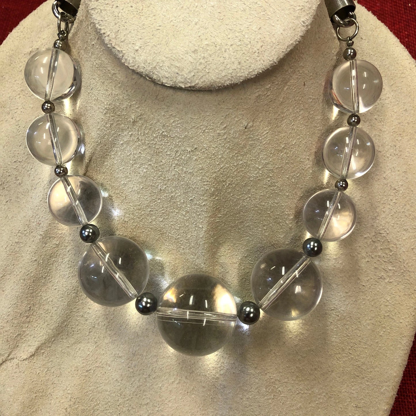 Chrome and Lucite Choker Necklace - Mid century Modern - RARE Retro